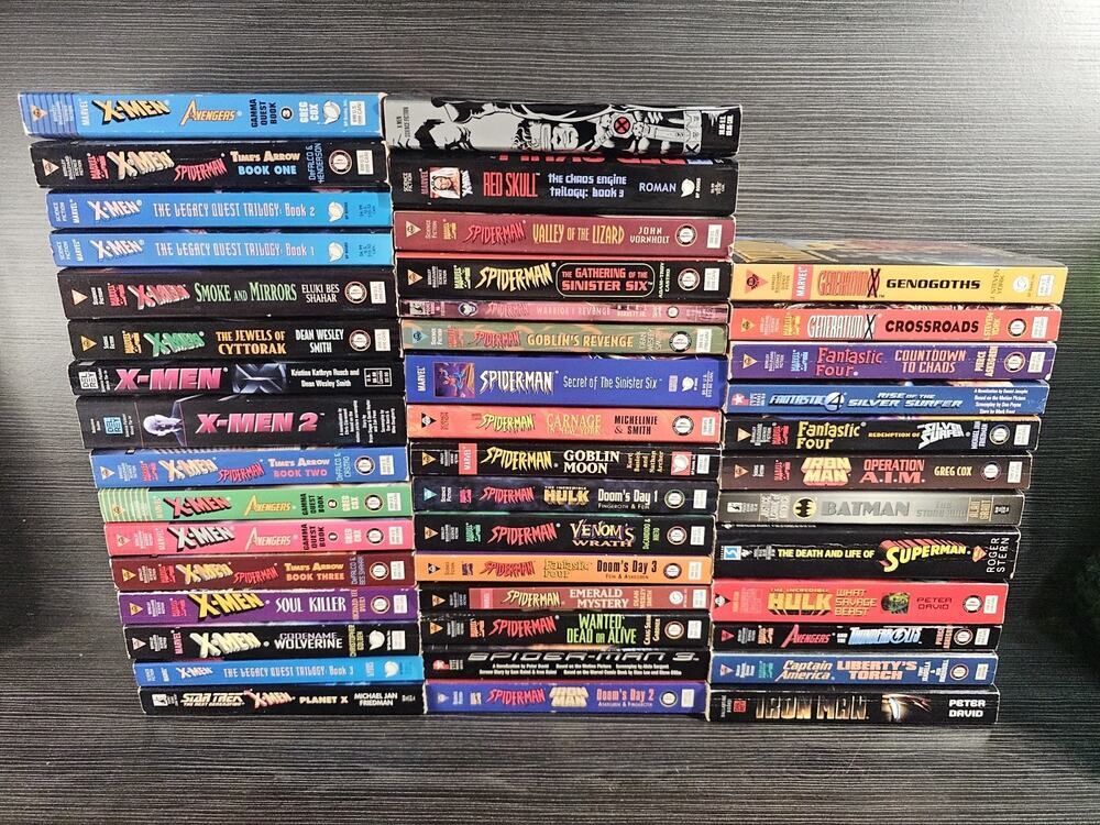 Huge Lot Of 44 Marvel Paperback Book 90s 00s X-Men Spiderman Fantastic 4 Vintage
